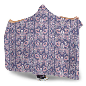 Indian Batik Style Pattern Hooded Blanket