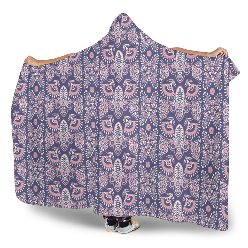 Indian Batik Style Pattern Hooded Blanket