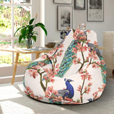 Peacock Tropical Flower Pattern Bean Bag Cover