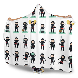 Cute Ninja Katana Sword Pattern Hooded Blanket