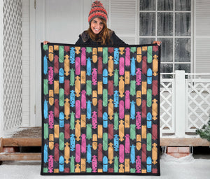Skate Board Pattern Print Design 02 Premium Quilt