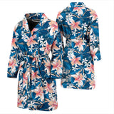 Hibiscus Pattern Print Design 02 Men's Bathrobe