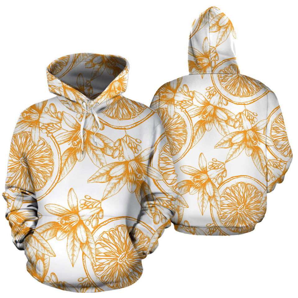Hand Drawn Orange Fruit Pattern Men Women Pullover Hoodie
