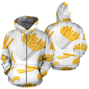 French Fries White Paper Box Pattern Zip Up Hoodie