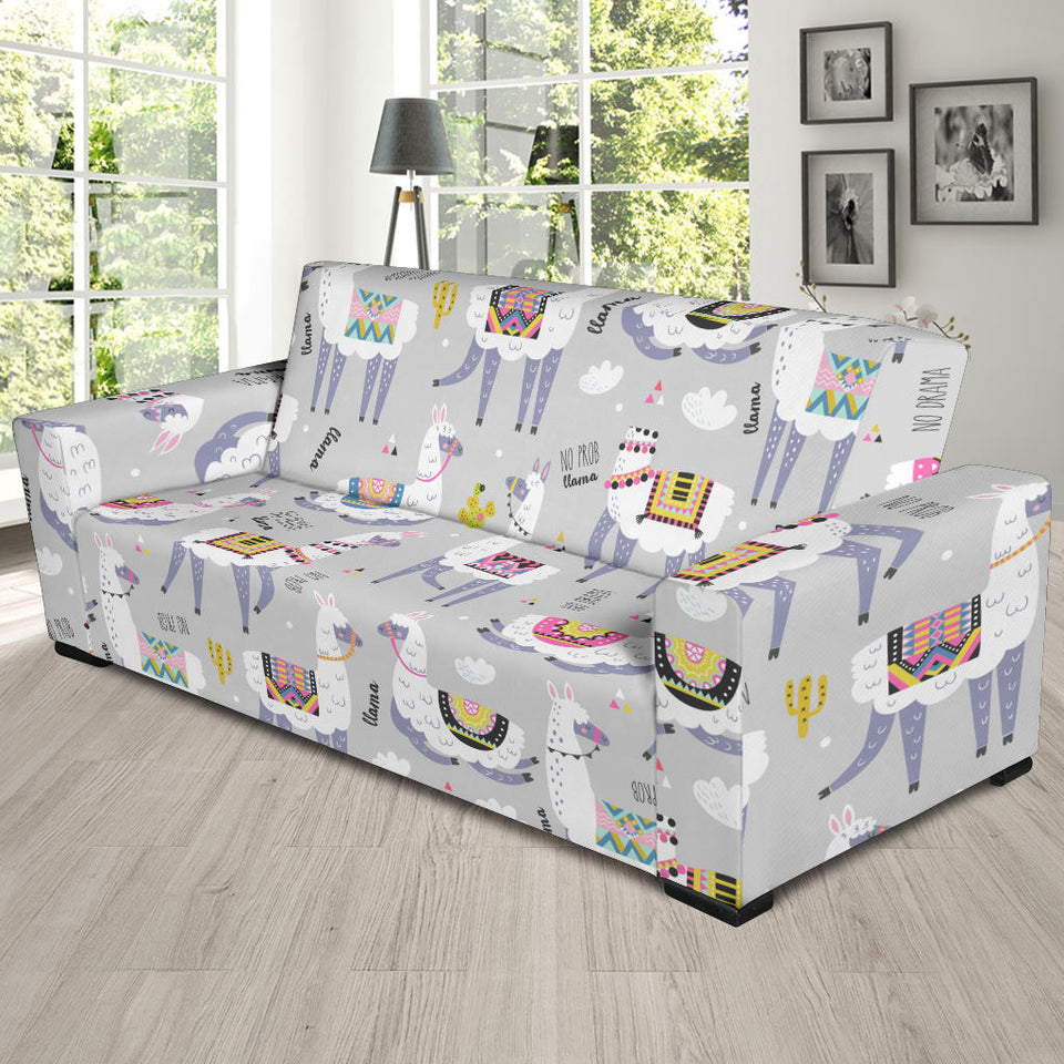 Cute Llama Alpaca Pattern Sofa Slipcover
