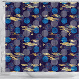 Blue Japanese Pattern Cloud Wave Flower Shower Curtain Fulfilled In US