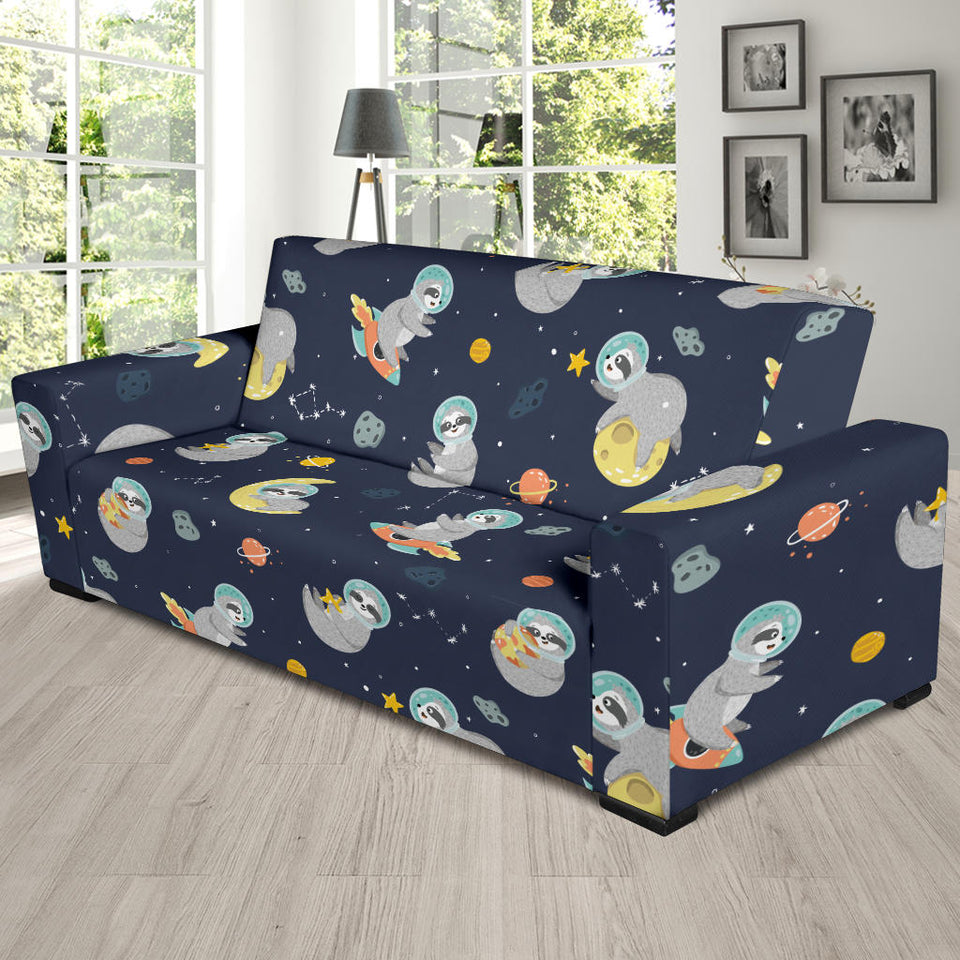 Cute Sloth Astronaut Star Planet Rocket Pattern Sofa Slipcover