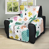 Cute elephants palm tree flower butterfly pattern Recliner Cover Protector