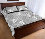 white swan gray background Quilt Bed Set