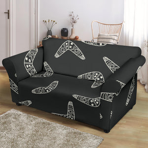 Hand Drawn Boomerang Australian Aboriginal Ornament Loveseat Couch Slipcover