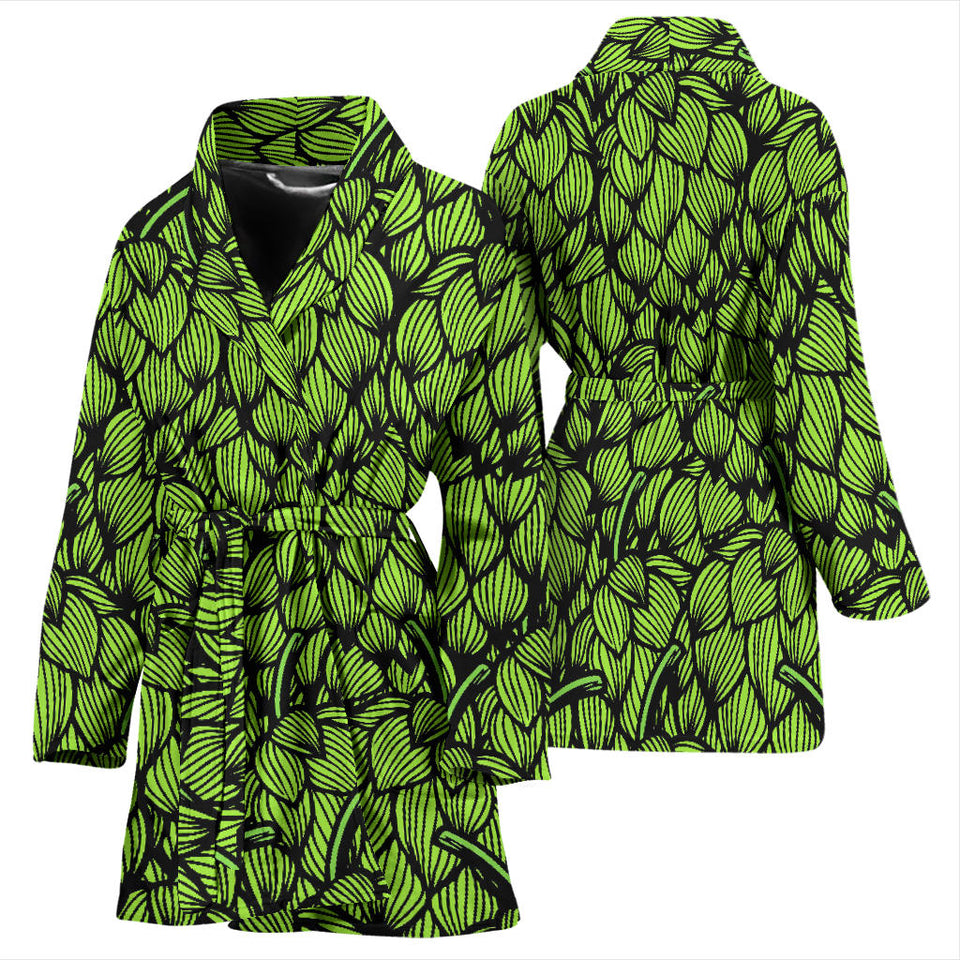 Green Hop Pattern Women'S Bathrobe