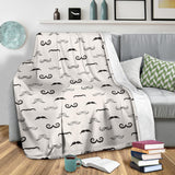Mustache Beard Pattern Print Design 05 Premium Blanket