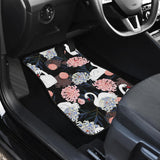 White Swan Blooming Flower Pattern Front And Back Car Mats