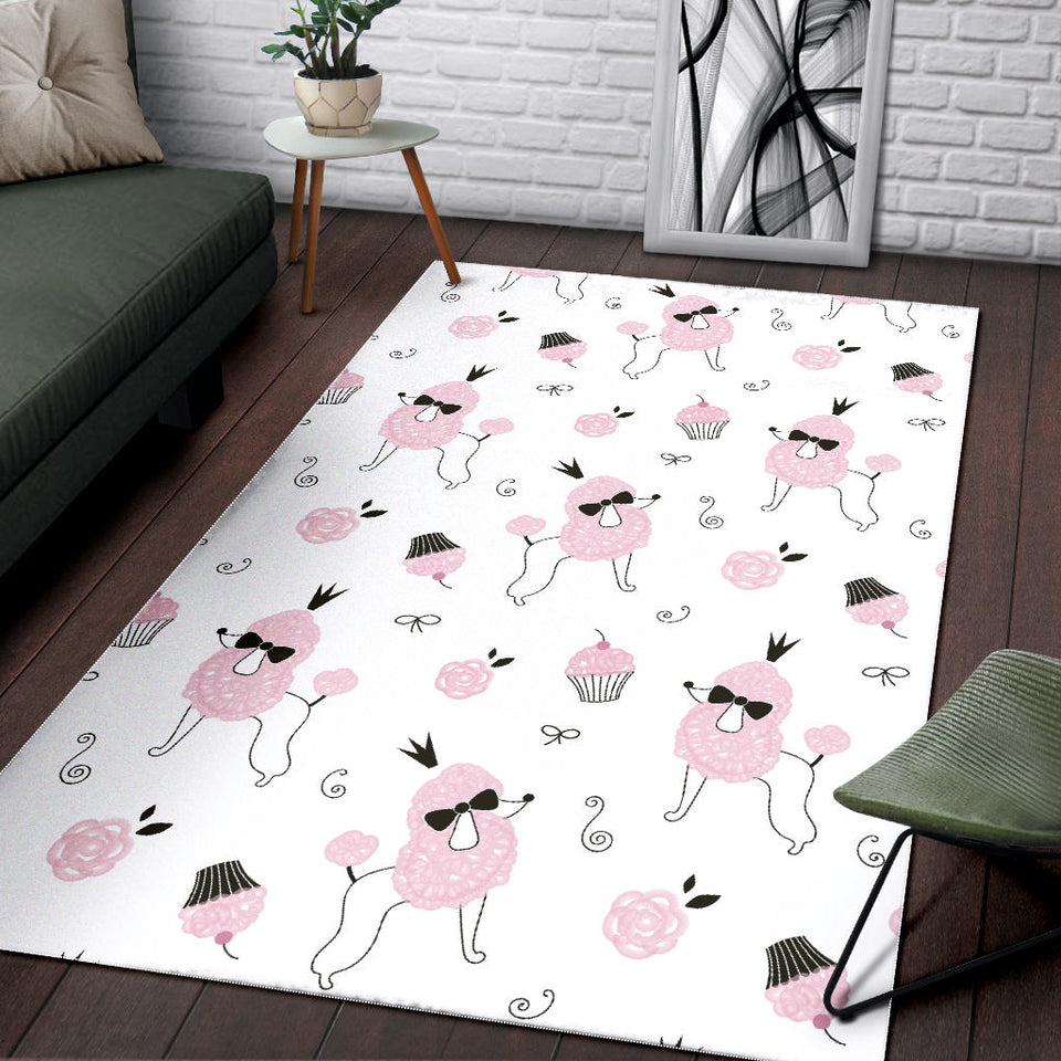 Poodle Dog Rose Cake Pattern Area Rug