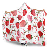 Watercolor Hand Drawn Beautiful Strawberry Pattern Hooded Blanket