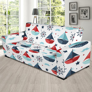 Cute Color Paper Sailboat Pattern Sofa Slipcover