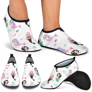 Cute Mermaid Dolphin Fish Starfish Pattern Aqua Shoes