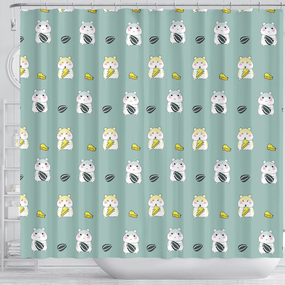 Cute Hamster Cheese Pattern Shower Curtain Fulfilled In US
