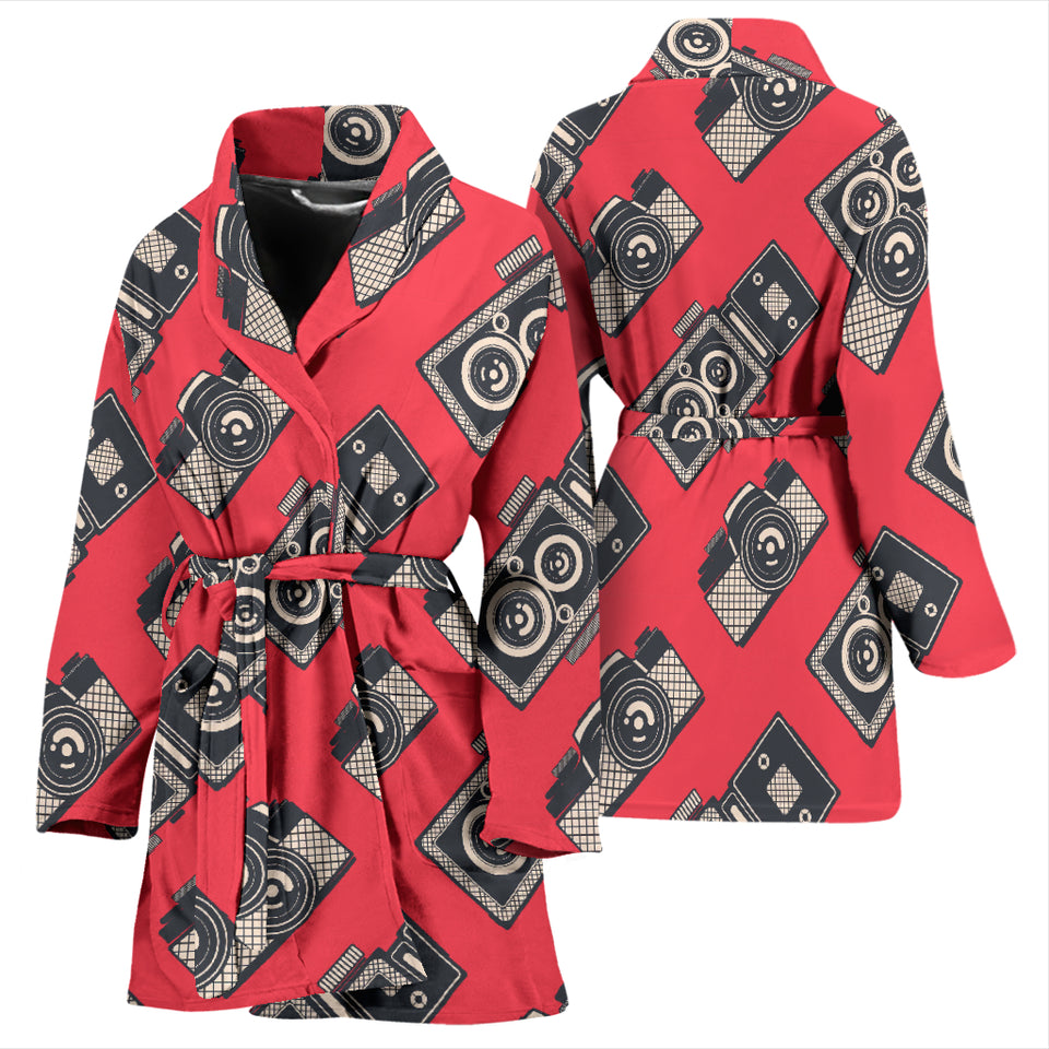 Camera Pattern Print Design 05 Women's Bathrobe