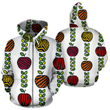 Colorful Apples Leave Zebra Stripe Zip Up Hoodie