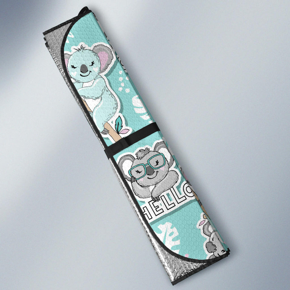 Cute Koalas Blue Background Pattern Car Sun Shade