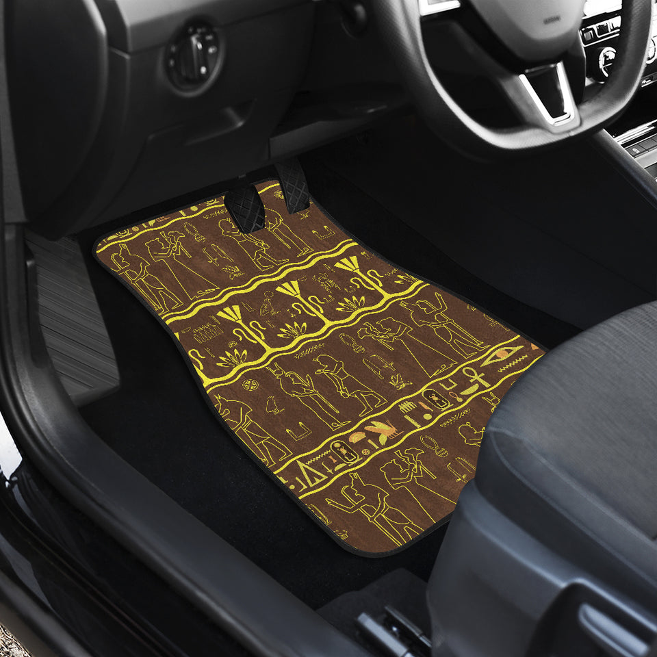 Egypt Hieroglyphics Pattern Print Design 03 Front and Back Car Mats