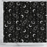 Hand Drawn Space Rocket Star Planet Shower Curtain Fulfilled In US