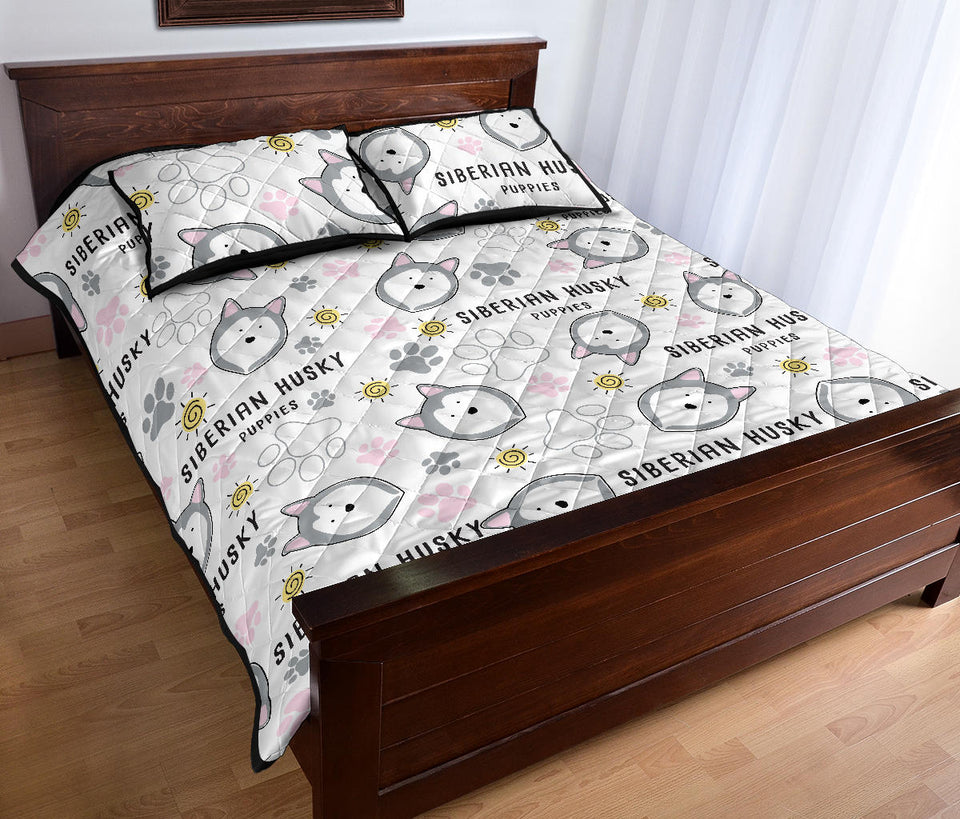 Siberian Husky design pattern Quilt Bed Set