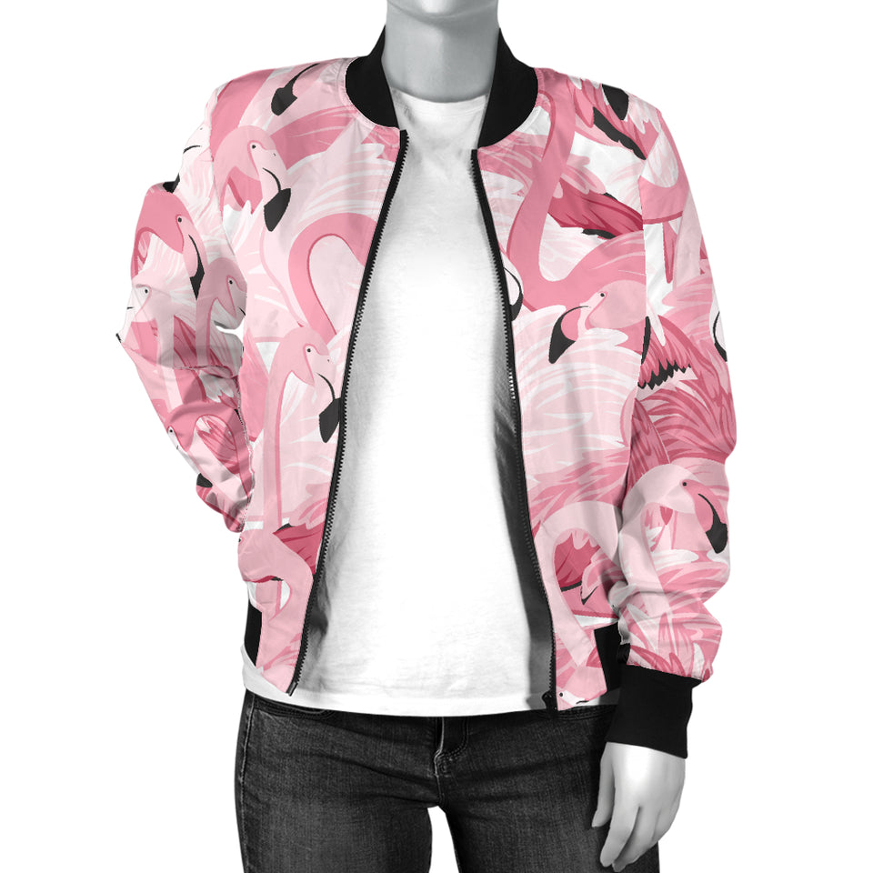 Pink Flamingos Pattern Background Women'S Bomber Jacket