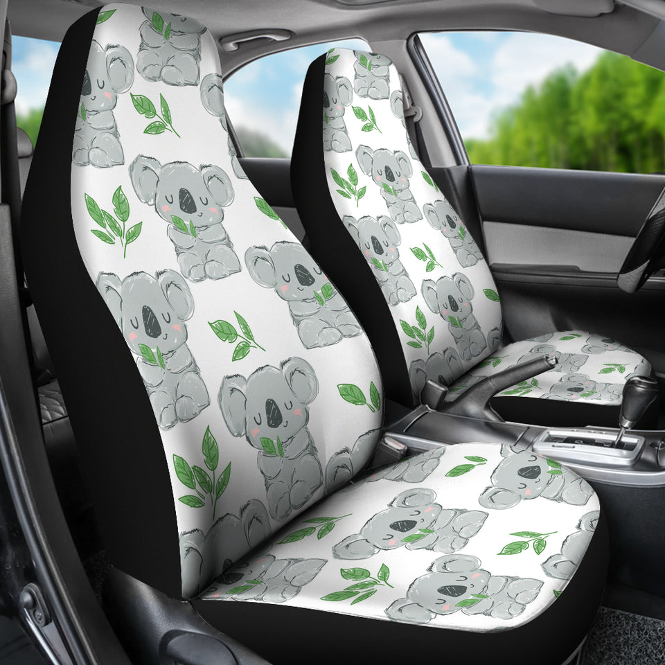 Hand Drawn Koala Leaves Pattern Universal Fit Car Seat Covers