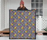 Cute Yellow Monkey Leaves Pattern Premium Quilt