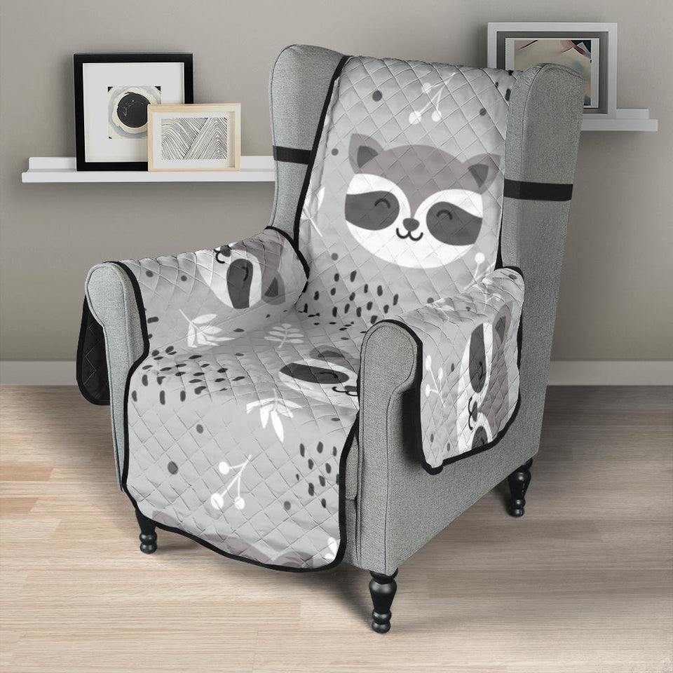 Cute raccoons leaves dot Chair Cover Protector