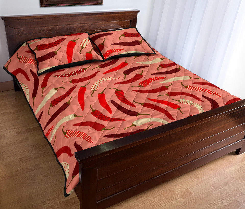 Beautiful Chili peppers pattern Quilt Bed Set