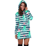 Cute Octopuses Heart Striped Background Women'S Hoodie Dress
