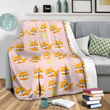 Cute Shiba Inu Dog Pattern  Premium Blanket