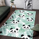 Panda Pattern Tropical Leaves Background Area Rug
