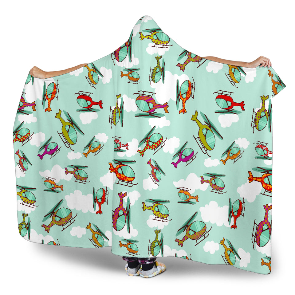 Helicopter Design Pattern Hooded Blanket