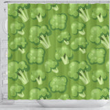 Broccoli Pattern Green Background Shower Curtain Fulfilled In US