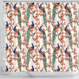 Peacock Tropical Flower Pattern Shower Curtain Fulfilled In US