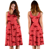 Ostrich Pattern Print Design 03 Sleeveless Midi Dress