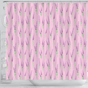 Lavender Pattern Pink Background Shower Curtain Fulfilled In US