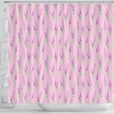 Lavender Pattern Pink Background Shower Curtain Fulfilled In US