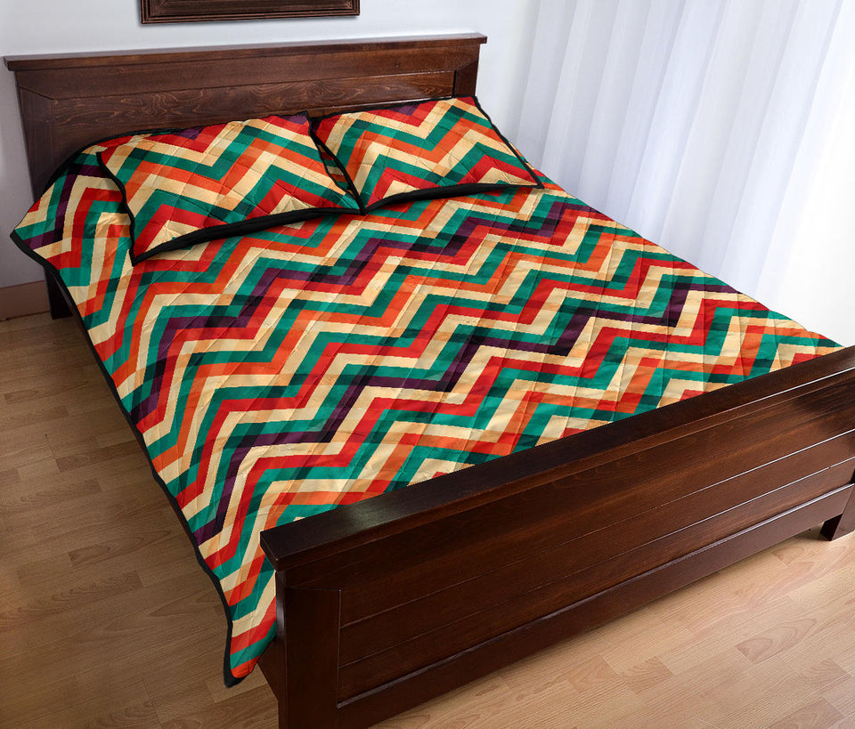 zigzag  chevron colorful pattern Quilt Bed Set