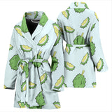 Durian Pattern Blue Background Women'S Bathrobe