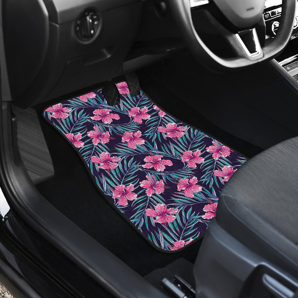 Hibiscus Pattern Print Design 05 Front and Back Car Mats