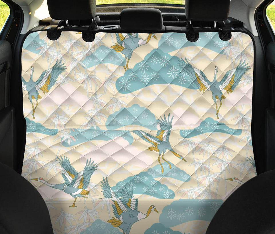 Bonsai Bamboo Stork Japanese Pattern Cream Theme Dog Car Seat Covers