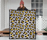 Gray Leopard Print Pattern Premium Quilt
