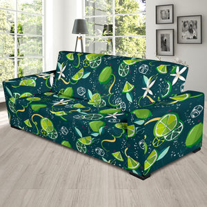 Lime Ice Flower Pattern Sofa Slipcover
