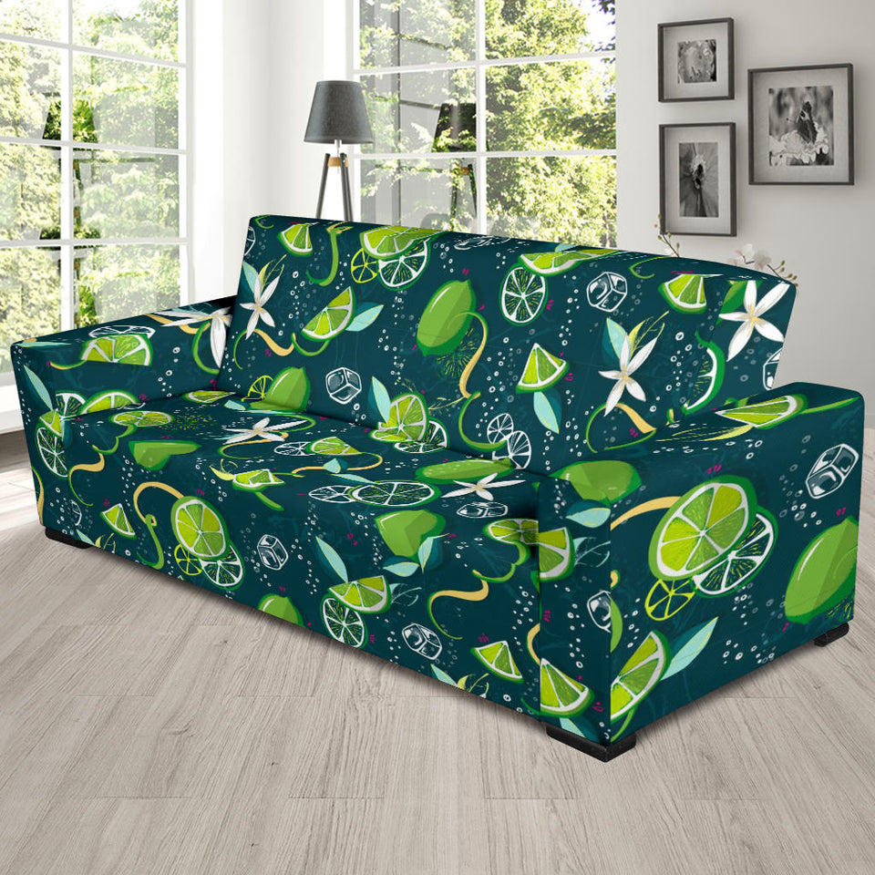 Lime Ice Flower Pattern Sofa Slipcover