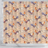 Cute Rooster Chicken Cock Floral Ornament Background Shower Curtain Fulfilled In US